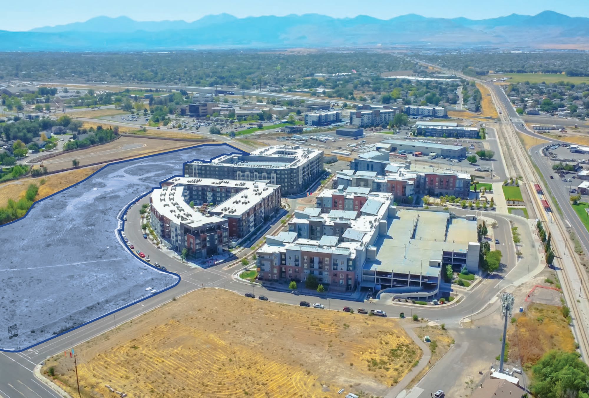 Aerial view of the master-planned community around The Marlowe