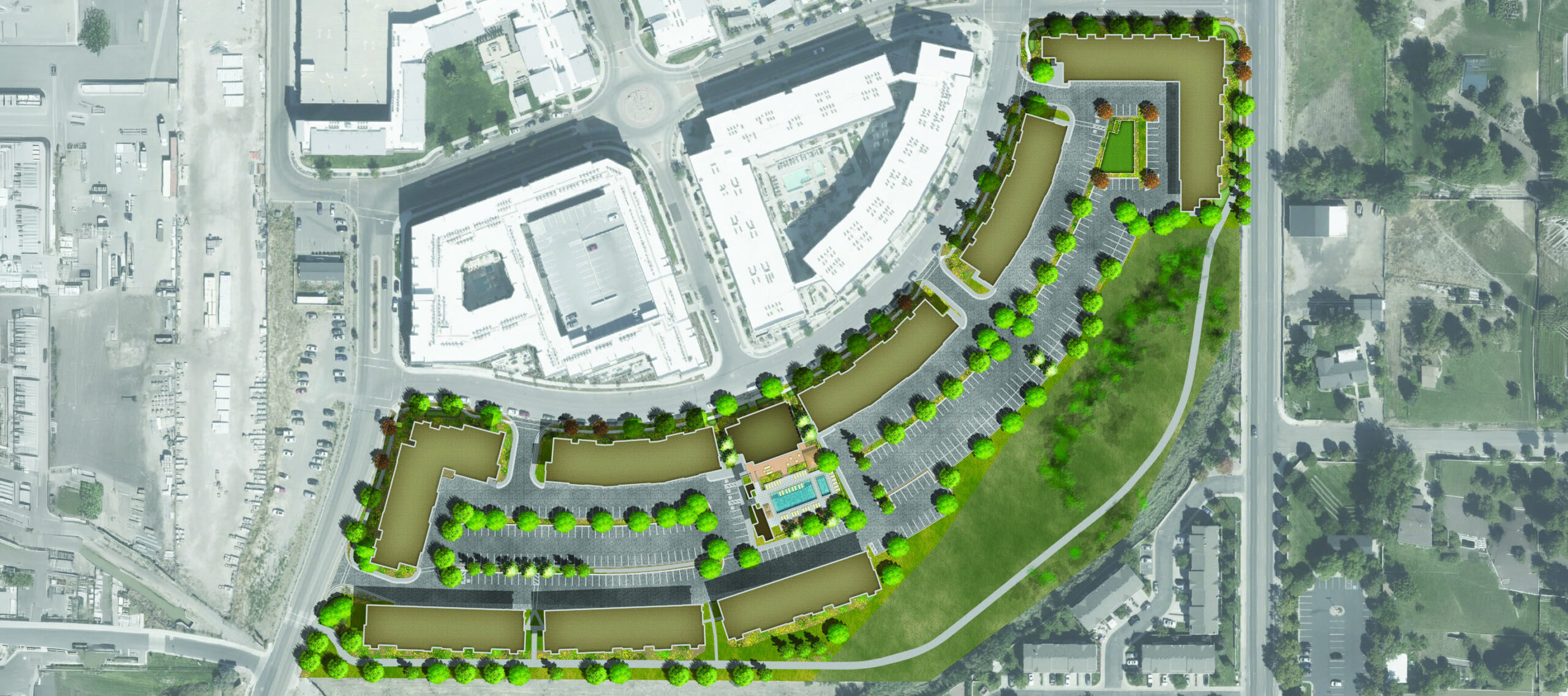 Aerial site plan of The Marlowe Apartments